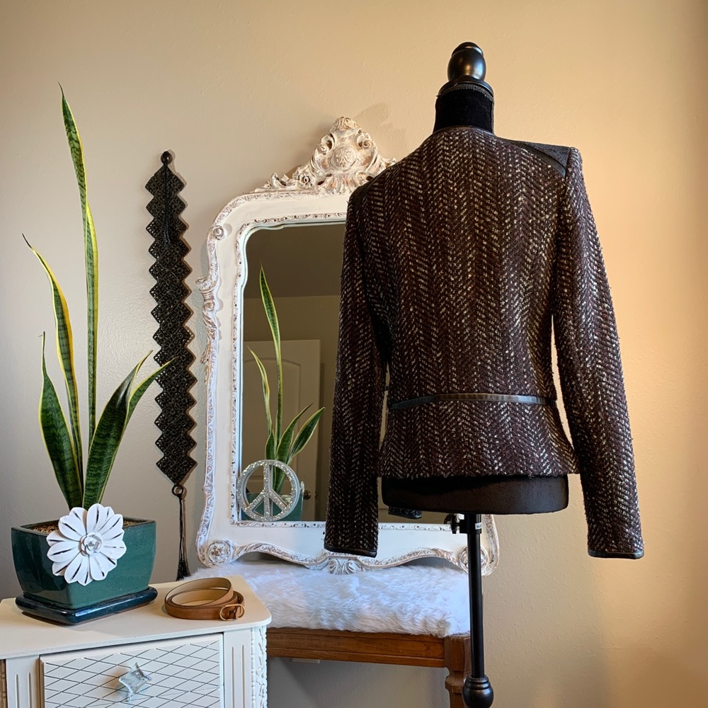 Hinge Jacket Black/Grey/Mauve Wool & Faux Leather - Picture 10 of 12